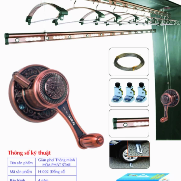 Giàn Phơi Gắn Trần Hòa Phát H-002 RÊU CỔ