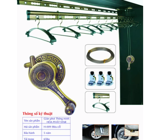 Giàn Phơi Gắn Trần Hòa Phát H-009 RÊU CỔ