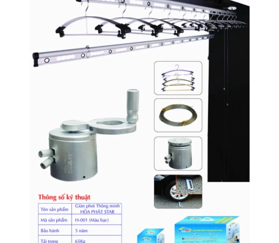 Giàn Phơi Gắn Trần Hòa Phát H-001 MÀU BẠC