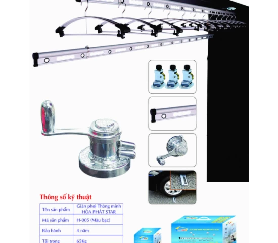 Giàn Phơi Gắn Trần Hòa Phát H-002 MÀU BẠC